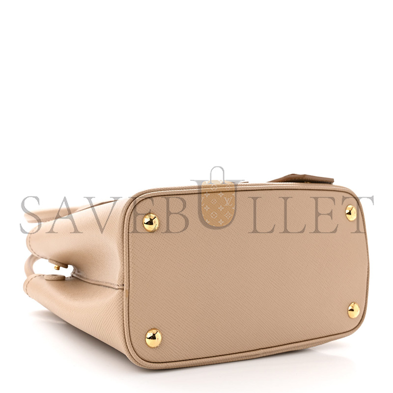 PRADA SAFFIANO CUIR MINI DOUBLE BAG CAMMEO 1BG443 (25*18.5*12.5cm)
